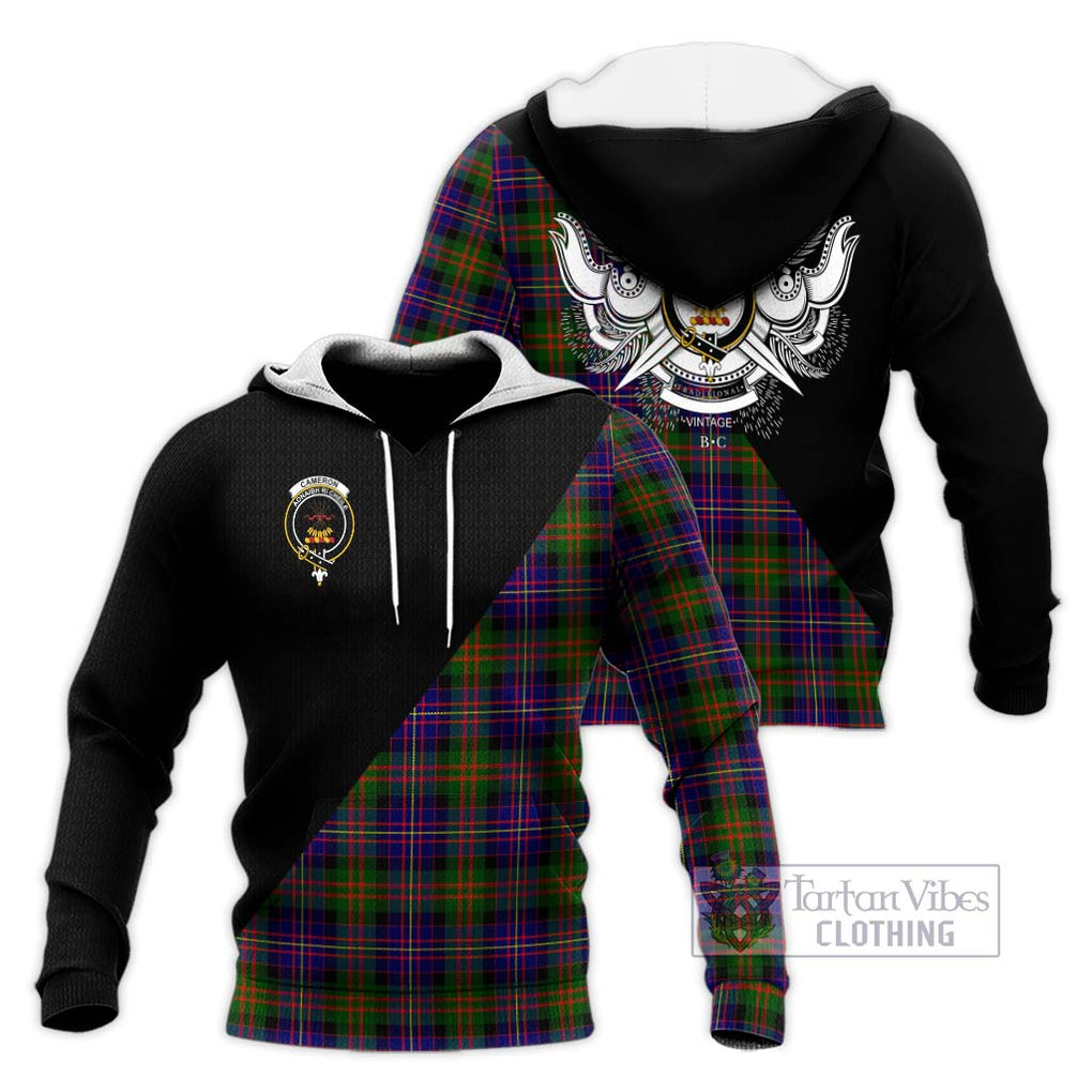 Cameron of Erracht Modern Tartan Knitted Hoodie with Family Crest and Military Logo Style Unisex Knitted Pullover Hoodie - Tartanvibesclothing Shop