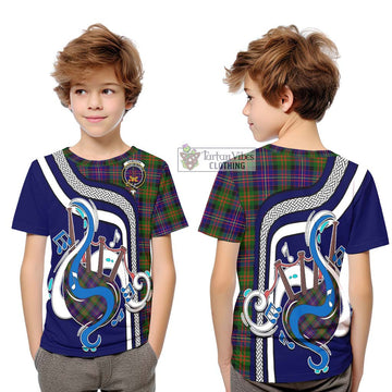 Cameron of Erracht Modern Tartan Kid T-Shirt with Epic Bagpipe Style