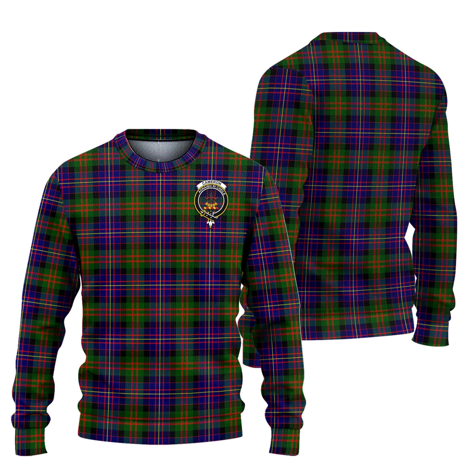 Cameron of Erracht Modern Tartan Knitted Sweater with Family Crest Unisex - Tartanvibesclothing