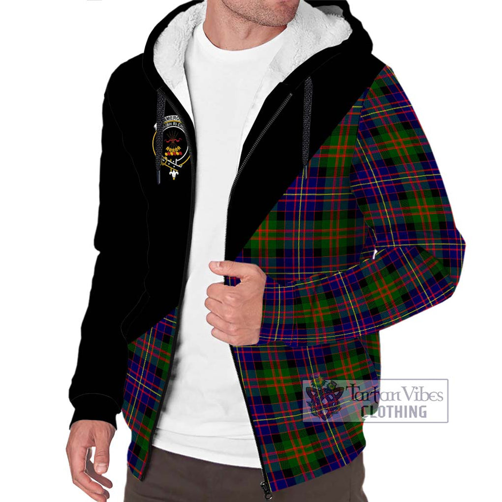 Cameron of Erracht Modern Tartan Sherpa Hoodie with Family Crest and Military Logo Style Unisex S - Tartanvibesclothing Shop