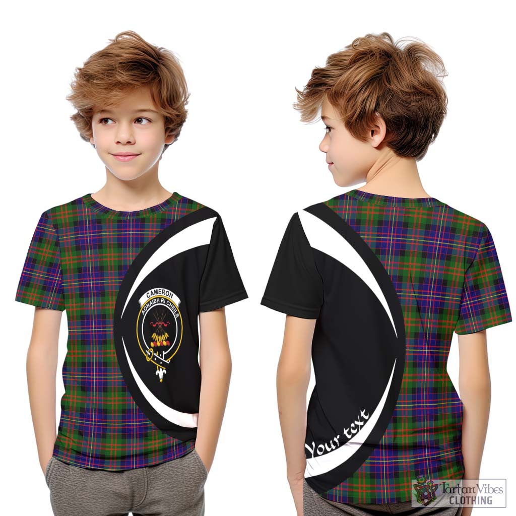 Cameron of Erracht Modern Tartan Kid T-Shirt with Family Crest Circle Style Youth XL Size14 - Tartan Vibes Clothing