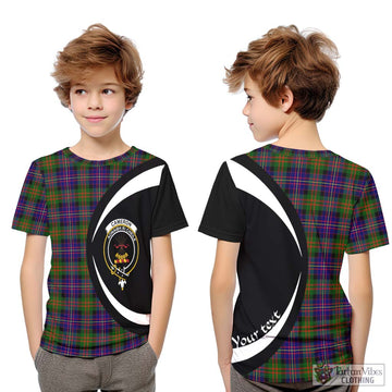 Cameron of Erracht Modern Tartan Kid T-Shirt with Family Crest Circle Style