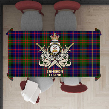 Cameron of Erracht Modern Tartan Tablecloth with Clan Crest and the Golden Sword of Courageous Legacy