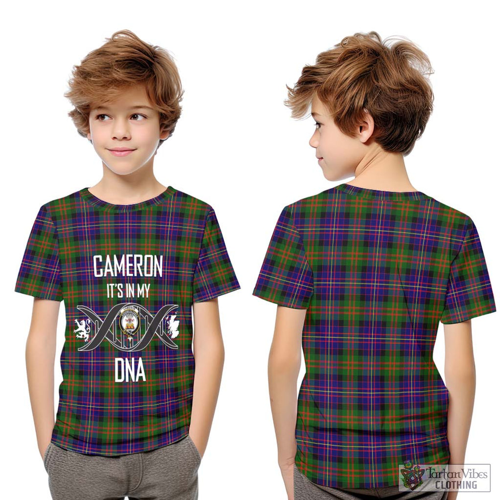 Cameron of Erracht Modern Tartan Kid T-Shirt with Family Crest DNA In Me Style Youth XL Size14 - Tartanvibesclothing Shop