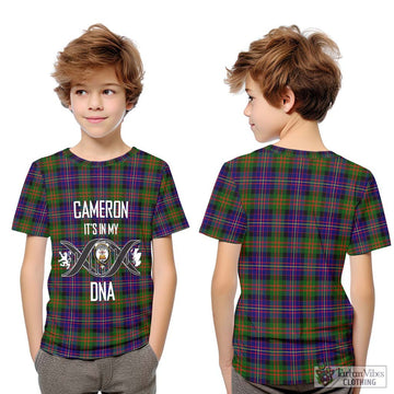 Cameron of Erracht Modern Tartan Kid T-Shirt with Family Crest DNA In Me Style