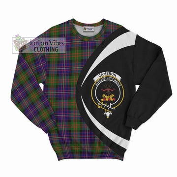 Cameron of Erracht Modern Tartan Sweatshirt with Family Crest Circle Style