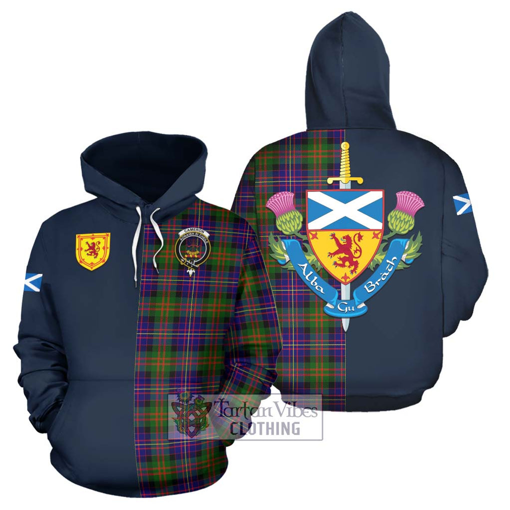 Tartan Vibes Clothing Cameron of Erracht Modern Tartan Hoodie with Scottish Lion Royal Arm Half Style