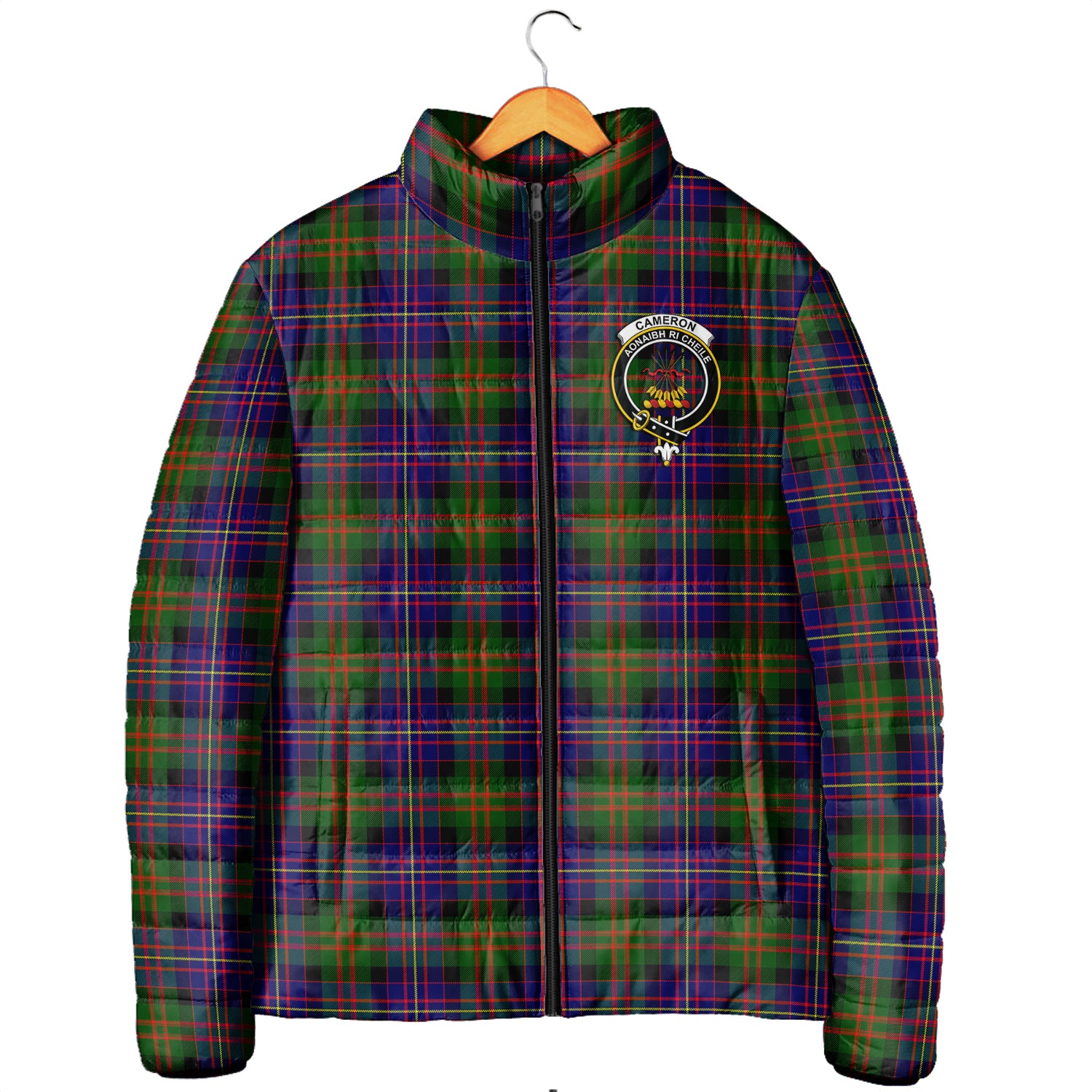 Cameron of Erracht Modern Tartan Padded Jacket with Family Crest Men's Padded Jacket - Tartan Vibes Clothing