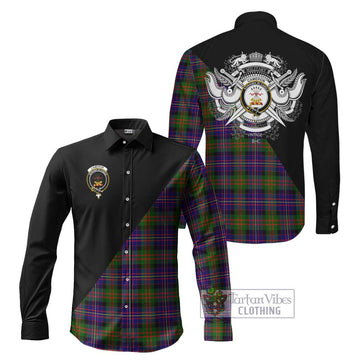 Cameron of Erracht Modern Tartan Long Sleeve Button Shirt with Family Crest and Military Logo Style