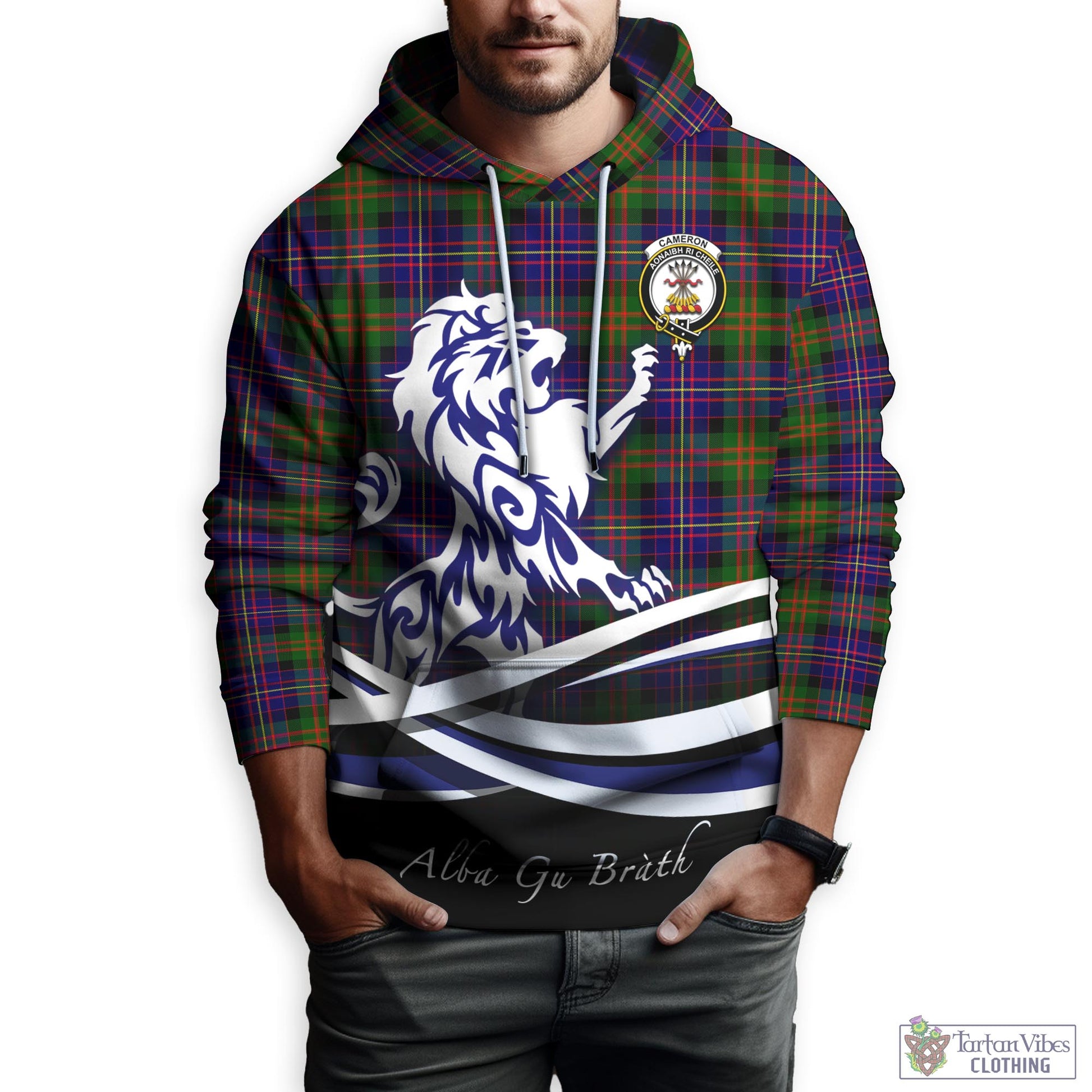 cameron-of-erracht-modern-tartan-hoodie-with-alba-gu-brath-regal-lion-emblem