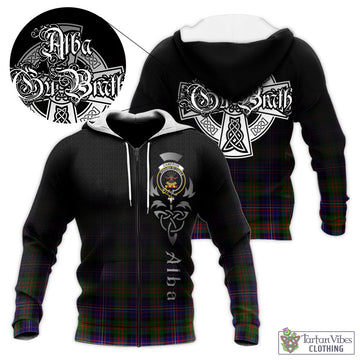 Cameron of Erracht Modern Tartan Knitted Hoodie Featuring Alba Gu Brath Family Crest Celtic Inspired