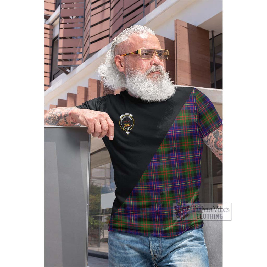 Tartan Vibes Clothing Cameron of Erracht Modern Tartan Cotton T-shirt with Family Crest and Military Logo Style