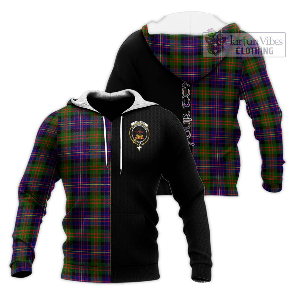 Cameron of Erracht Modern Tartan Knitted Hoodie with Family Crest and Half Of Me Style Unisex Knitted Pullover Hoodie - Tartanvibesclothing Shop