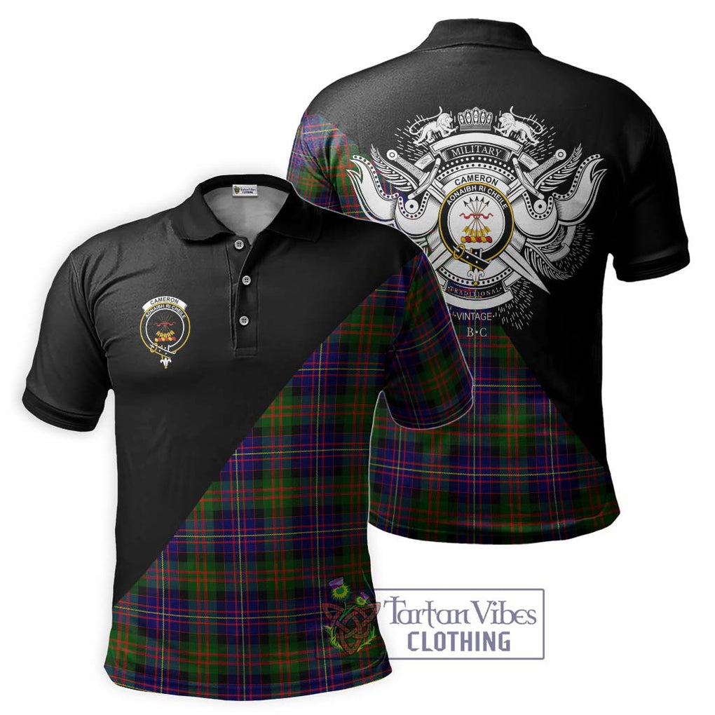 Cameron of Erracht Modern Tartan Polo Shirt with Family Crest and Military Logo Style Kid - Tartanvibesclothing Shop