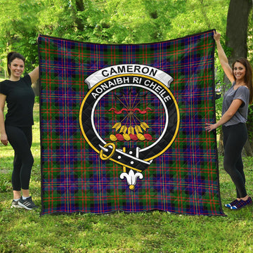 Cameron of Erracht Modern Tartan Quilt with Family Crest