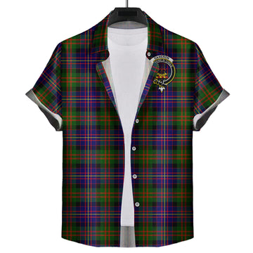 Cameron of Erracht Modern Tartan Short Sleeve Button Down Shirt with Family Crest