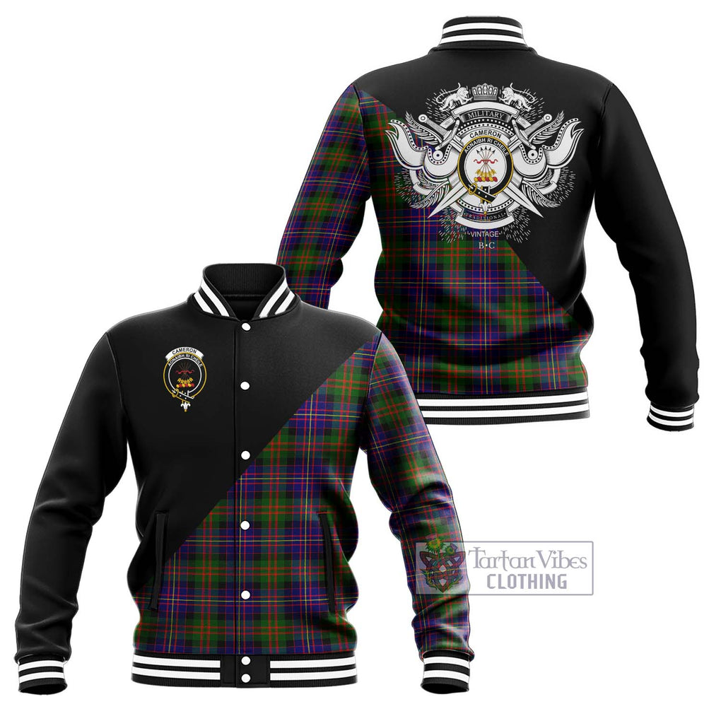 Cameron of Erracht Modern Tartan Baseball Jacket with Family Crest and Military Logo Style Unisex - Tartanvibesclothing Shop