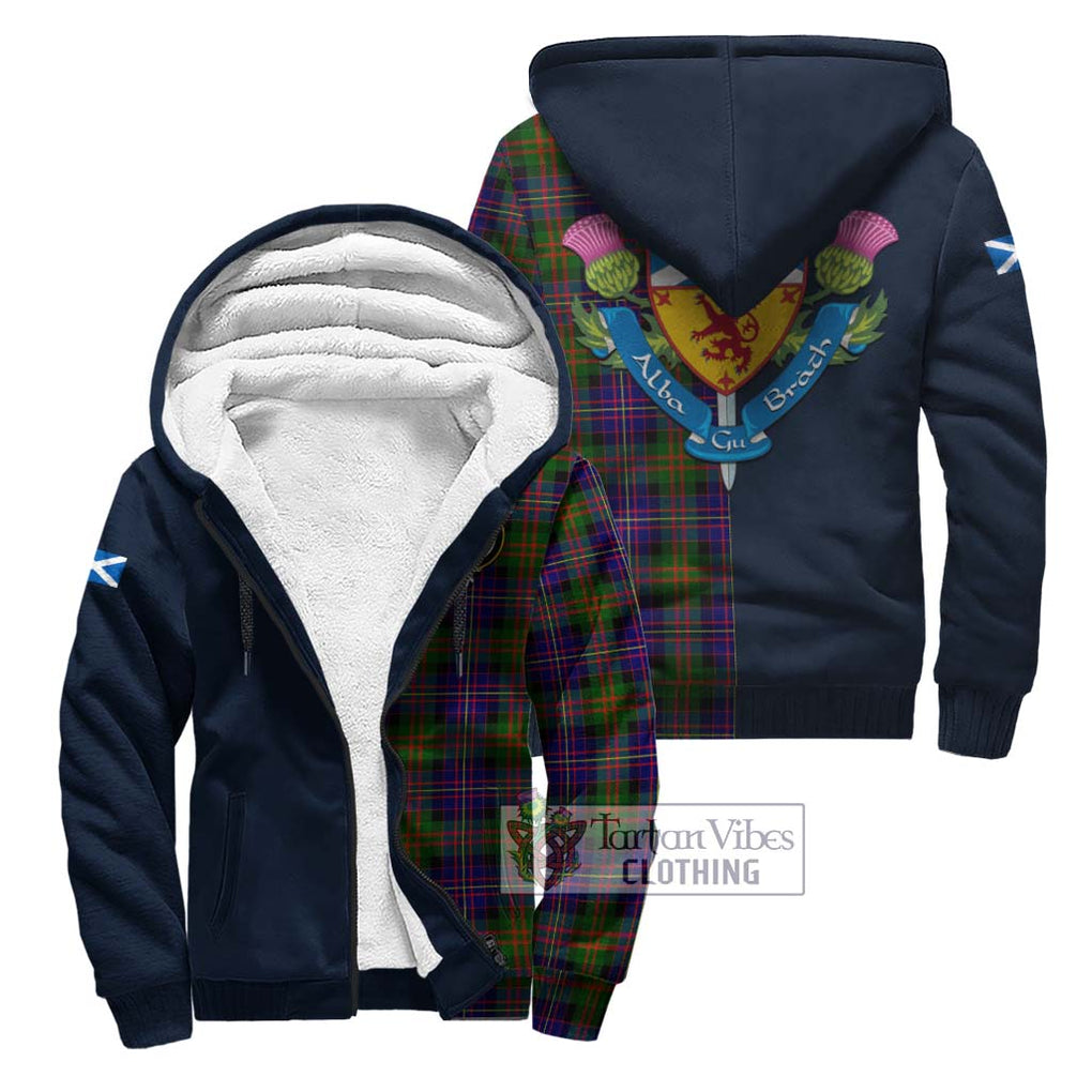 Tartan Vibes Clothing Cameron of Erracht Modern Tartan Sherpa Hoodie with Scottish Lion Royal Arm Half Style