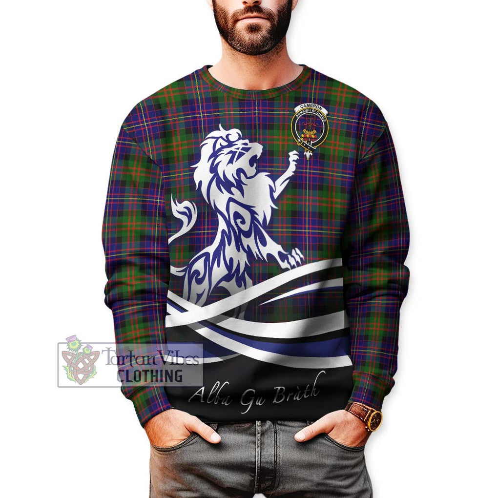 Cameron of Erracht Modern Tartan Sweatshirt with Alba Gu Brath Regal Lion Emblem Unisex - Tartanvibesclothing Shop