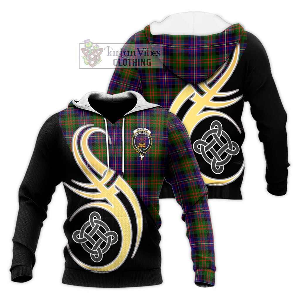 Cameron of Erracht Modern Tartan Knitted Hoodie with Family Crest and Celtic Symbol Style Unisex Knitted Pullover Hoodie - Tartan Vibes Clothing