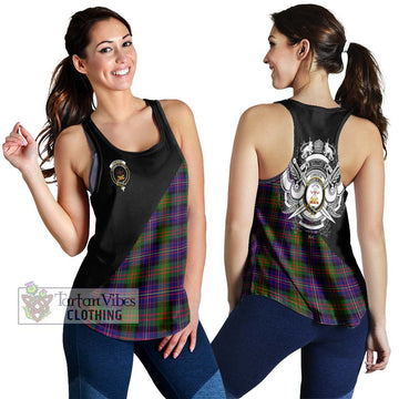 Cameron of Erracht Modern Tartan Women's Racerback Tanks with Family Crest and Military Logo Style