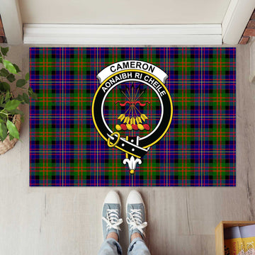 Cameron of Erracht Modern Tartan Door Mat with Family Crest