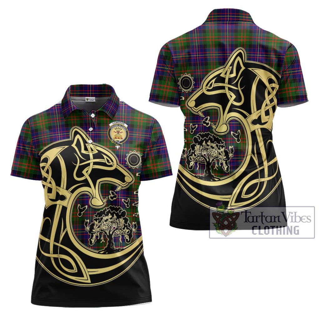 Cameron of Erracht Modern Tartan Women's Polo Shirt with Family Crest Celtic Wolf Style Women - Tartanvibesclothing Shop