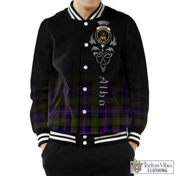 Cameron of Erracht Modern Tartan Baseball Jacket Featuring Alba Gu Brath Family Crest Celtic Inspired