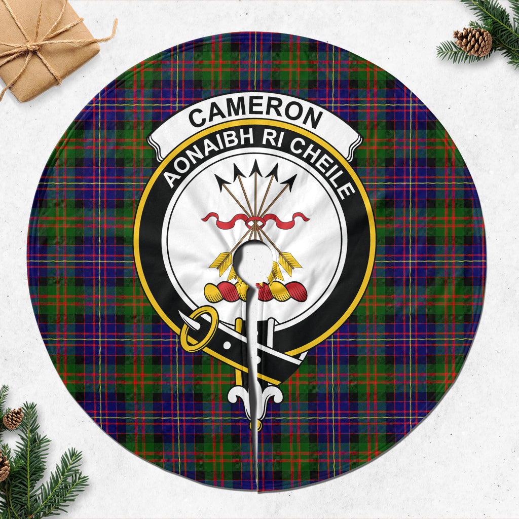 Cameron of Erracht Modern Tartan Christmas Tree Skirt with Family Crest - Tartanvibesclothing