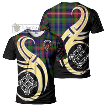 Cameron of Erracht Modern Tartan T-Shirt with Family Crest and Celtic Symbol Style