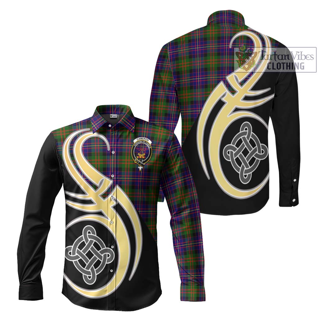 Cameron of Erracht Modern Tartan Long Sleeve Button Shirt with Family Crest and Celtic Symbol Style Men's Shirt S - Tartan Vibes Clothing