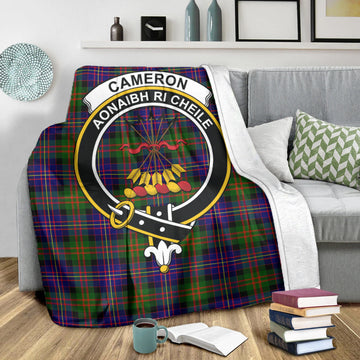 Cameron of Erracht Modern Tartan Blanket with Family Crest