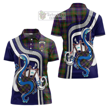 Cameron of Erracht Modern Tartan Women's Polo Shirt with Epic Bagpipe Style