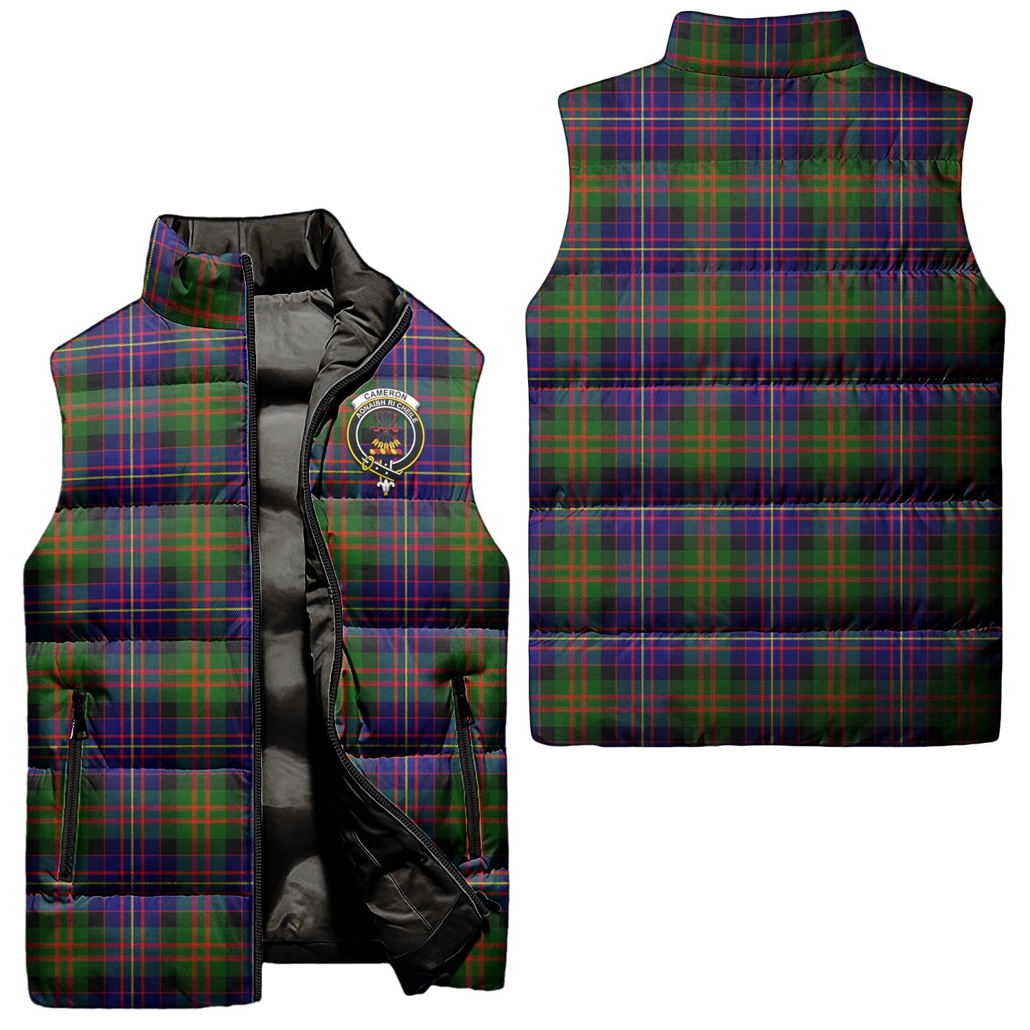 Cameron of Erracht Modern Tartan Sleeveless Puffer Jacket with Family Crest Unisex - Tartanvibesclothing