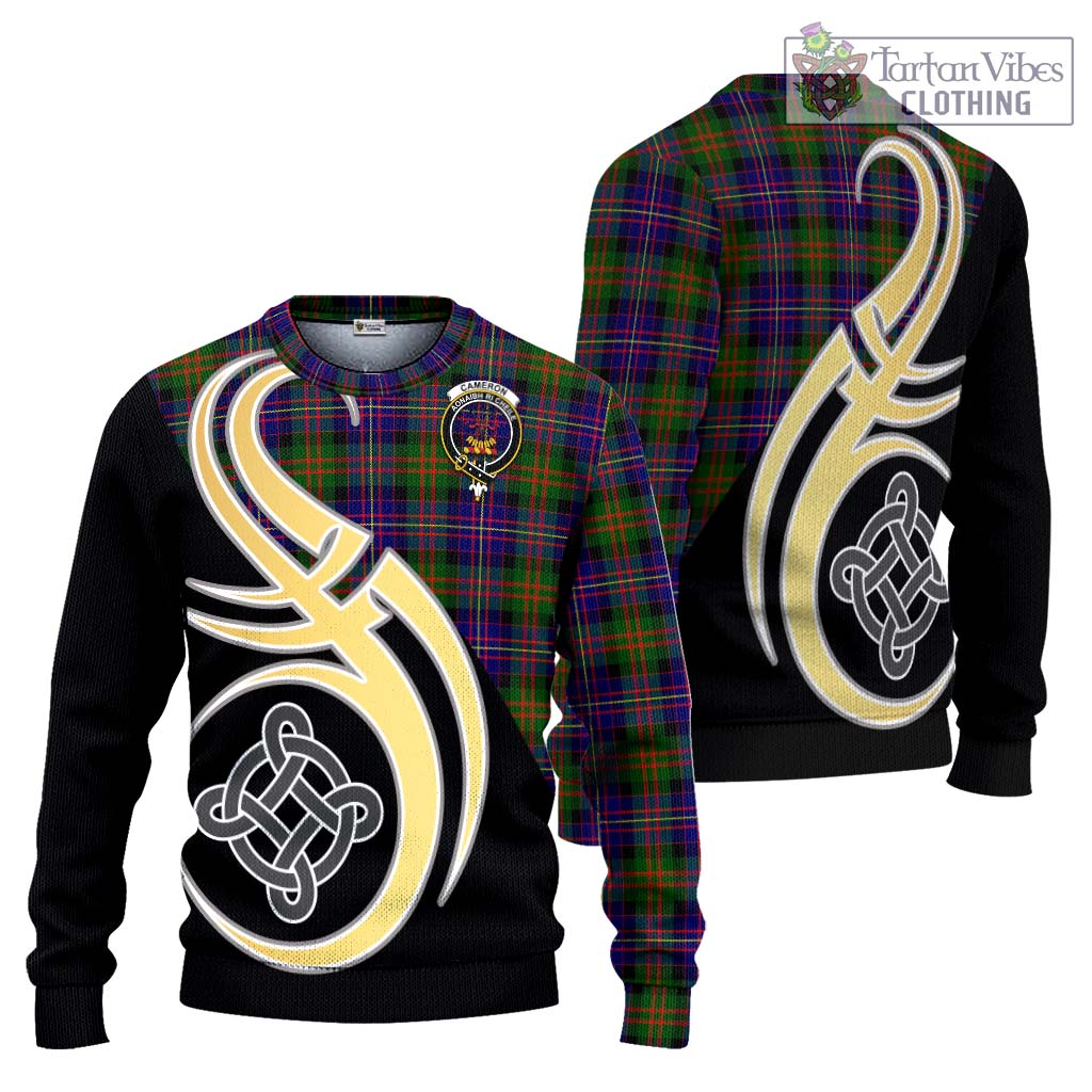 Cameron of Erracht Modern Tartan Knitted Sweater with Family Crest and Celtic Symbol Style Unisex - Tartan Vibes Clothing