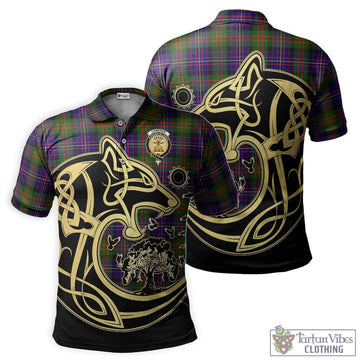 Cameron of Erracht Modern Tartan Polo Shirt with Family Crest Celtic Wolf Style