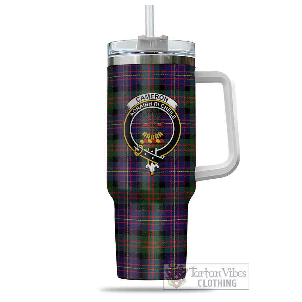 Tartan Vibes Clothing Cameron of Erracht Modern Tartan and Family Crest Tumbler with Handle