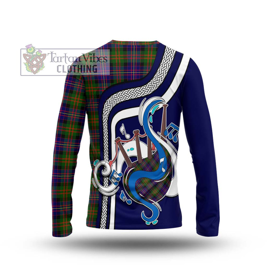 Tartan Vibes Clothing Cameron of Erracht Modern Tartan Long Sleeve T-Shirt with Epic Bagpipe Style