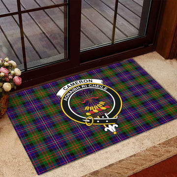 Cameron of Erracht Modern Tartan Door Mat with Family Crest