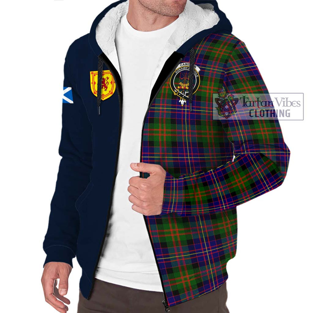 Tartan Vibes Clothing Cameron of Erracht Modern Tartan Sherpa Hoodie with Scottish Lion Royal Arm Half Style