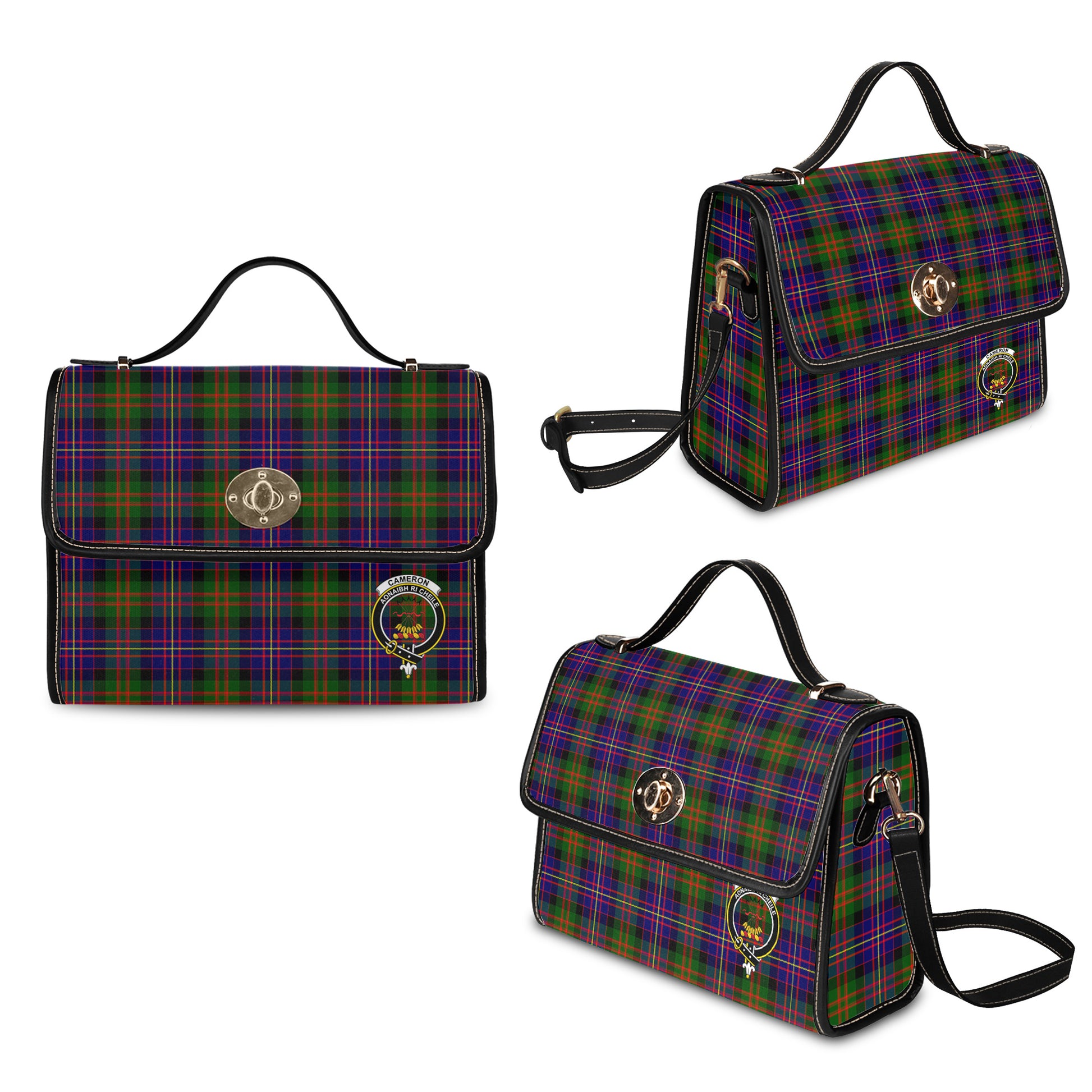 cameron-of-erracht-modern-tartan-leather-strap-waterproof-canvas-bag-with-family-crest