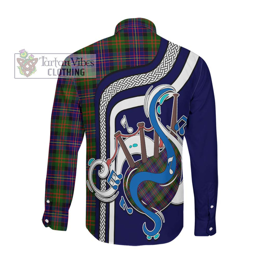 Cameron of Erracht Modern Tartan Long Sleeve Button Shirt with Epic Bagpipe Style Men's Shirt - Tartanvibesclothing Shop