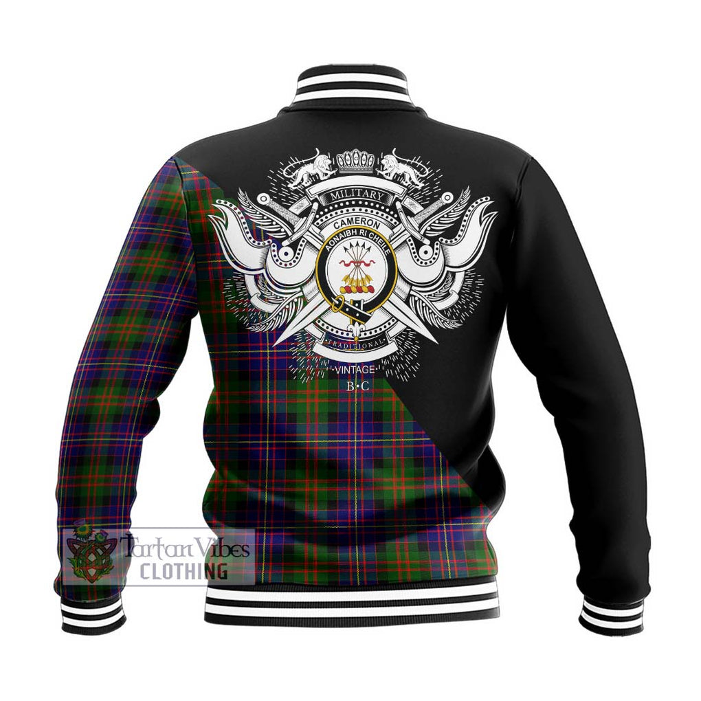 Cameron of Erracht Modern Tartan Baseball Jacket with Family Crest and Military Logo Style - Tartanvibesclothing Shop