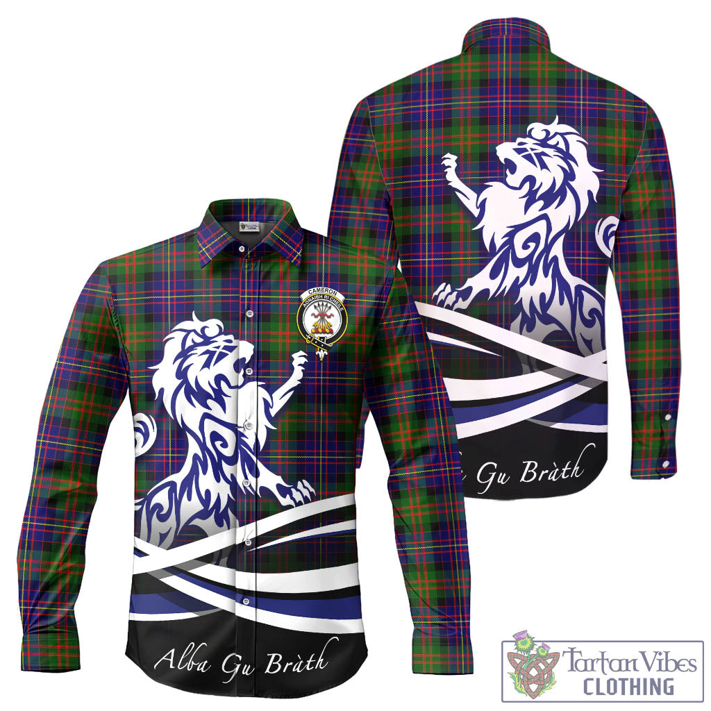 cameron-of-erracht-modern-tartan-long-sleeve-button-up-shirt-with-alba-gu-brath-regal-lion-emblem