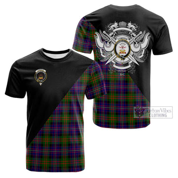 Cameron of Erracht Modern Tartan Cotton T-shirt with Family Crest and Military Logo Style