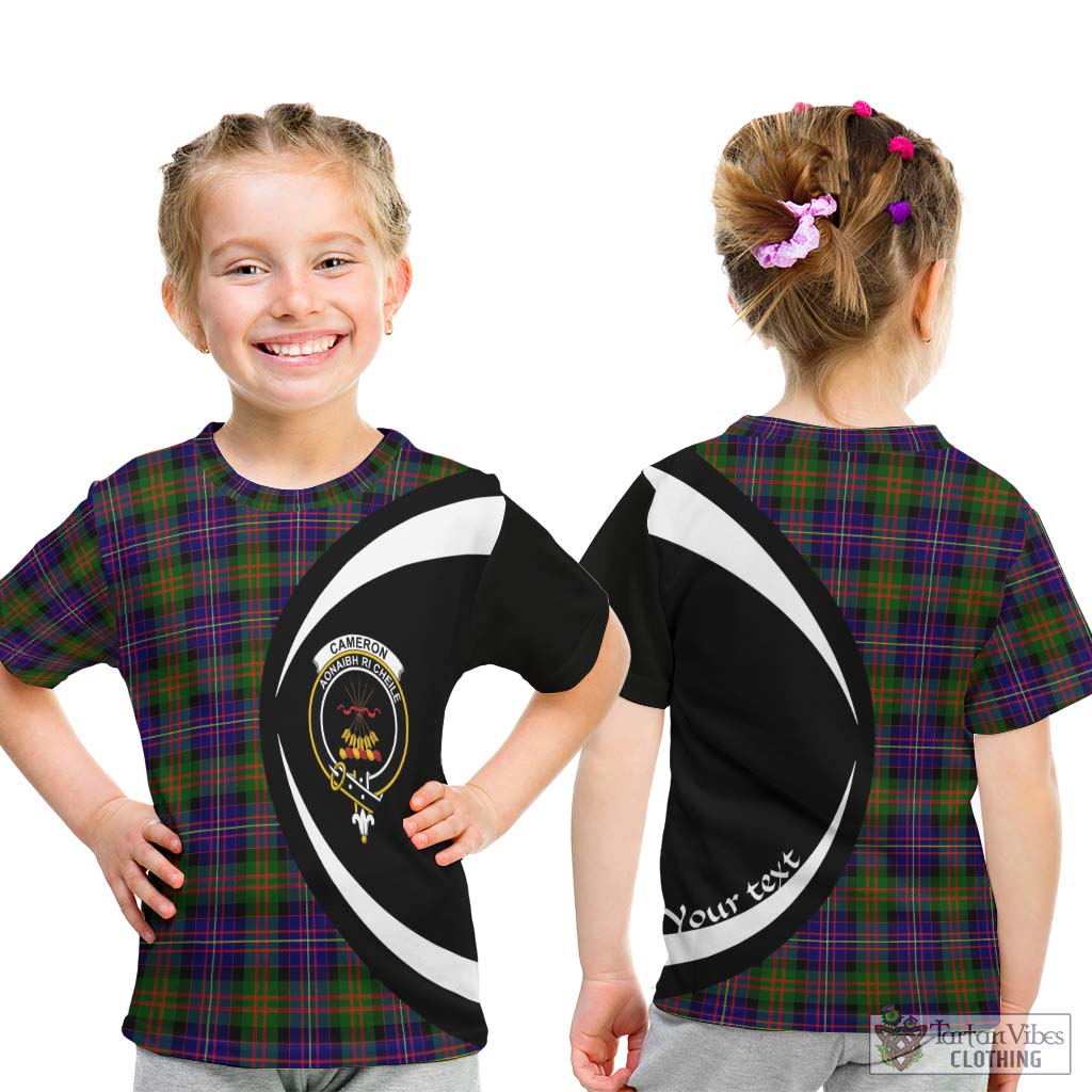 Cameron of Erracht Modern Tartan Kid T-Shirt with Family Crest Circle Style - Tartan Vibes Clothing