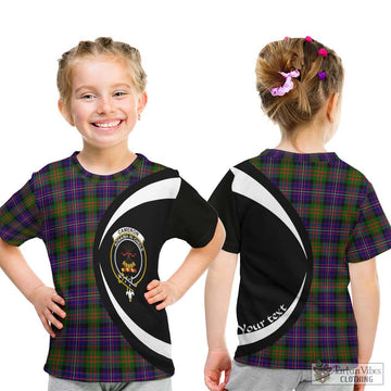 Cameron of Erracht Modern Tartan Kid T-Shirt with Family Crest Circle Style