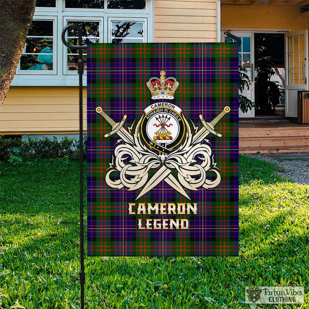 Tartan Vibes Clothing Cameron of Erracht Modern Tartan Flag with Clan Crest and the Golden Sword of Courageous Legacy