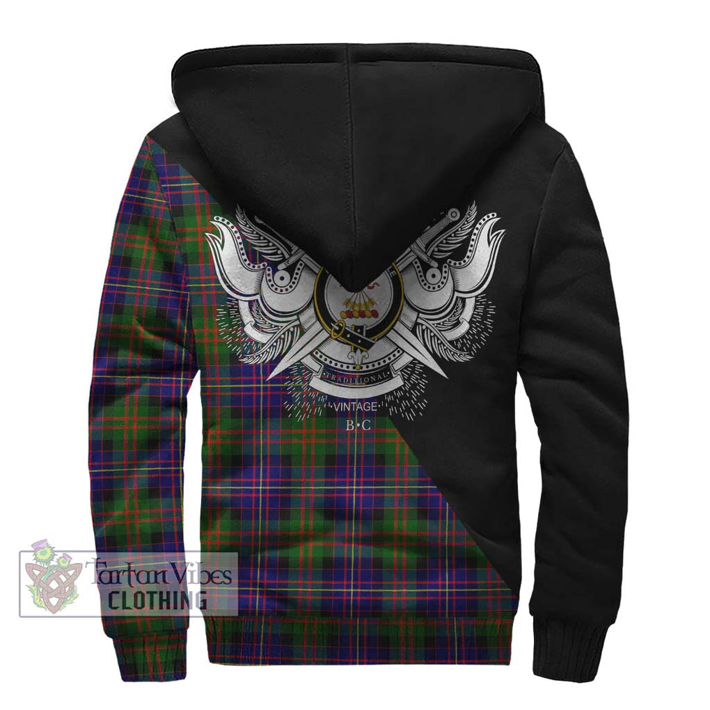 Cameron of Erracht Modern Tartan Sherpa Hoodie with Family Crest and Military Logo Style - Tartanvibesclothing Shop