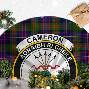 Cameron of Erracht Modern Tartan Christmas Tree Skirt with Family Crest